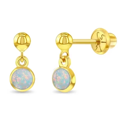 Детские серьги In Season Jewelry с опалом 14k, винтовые, белые