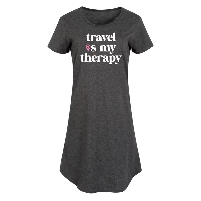 Женское платье-футболка Travel Is My Therapy с графическим рисунком heather charcoal