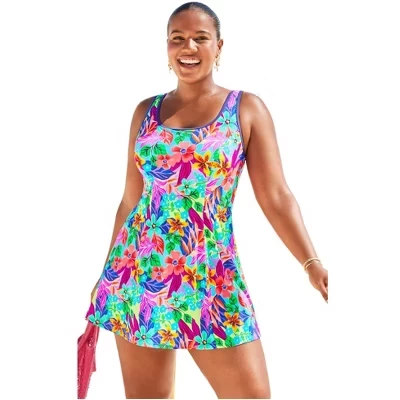 Женское платье-купальник Swimsuits for All, цветы