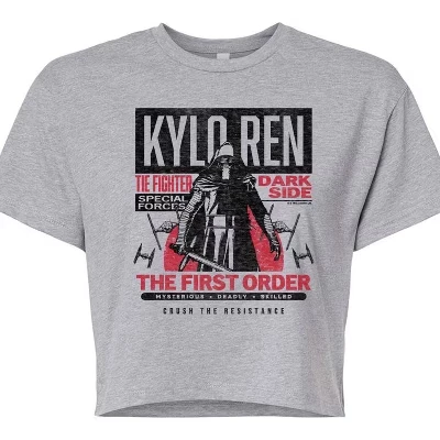 Женская укороченная футболка STAR WARS Кайло Рен, серая