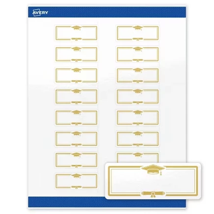 Глянцевые этикетки Avery 2,5 × 6,7 см, 320 шт., золотые