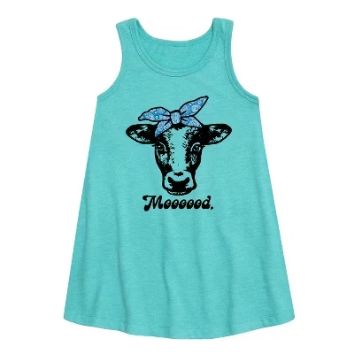 Платье Aline без рукавов с графическим рисунком Mood Cow бирюзового цвета