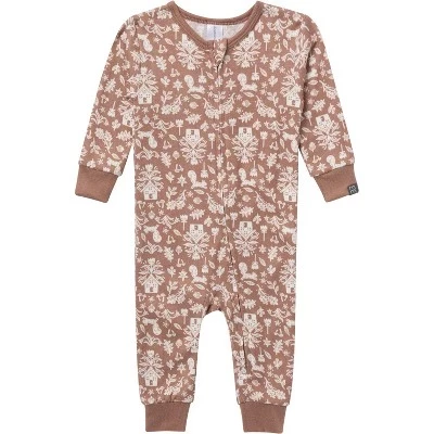 Пижама Modern Moments™ от Gerber для новорожденных и совсем маленьких девочек, плотно прилегающая к телу, коричневая