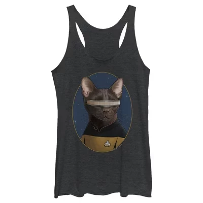 Женская : Майка Cat Racerback следующего поколения от лейтенант-коммандера Джорди Ла Форжа (Geordi La Forge)
