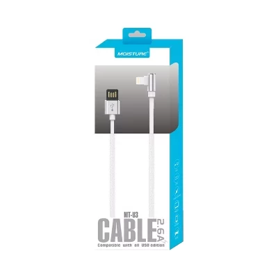 USB-кабель Reiko Moisture 2.6A стальной, серебряный