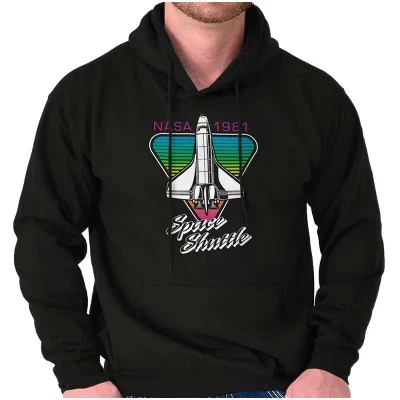 Ретро Толстовка с капюшоном NASA 1981 Outer Space Shuttle Толстовка с капюшоном Женская мужская лицензионная белая