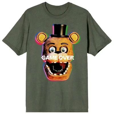 Мужская футболка Five Nights At Freddy's Game Over Cradle розового цвета с круглым вырезом и коротким рукавом зеленого цвета