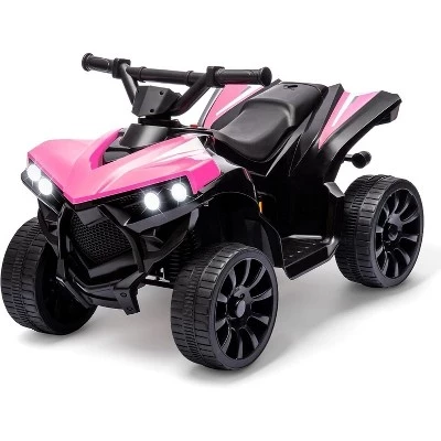 6V Ride on Toy, Детский квадроцикл на 4 колесах с максимальной скоростью 1,8 миль в час, износостойкие колеса, Музыка и ножная педаль, Электрический квадроцикл для малышей розового цвета
