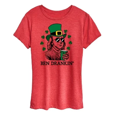 Женская футболка с коротким рукавом St. Paddy's Ben Drankin с графическим рисунком