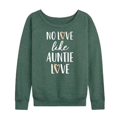 Женская легкая французская махровая рубашка Auntie Love с широким вырезом и длинными рукавами и графическим рисунком heather juniper