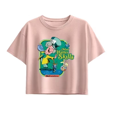 Mad Hatter Skills Short Sleeve Boxy Graphic T-Shirt pink