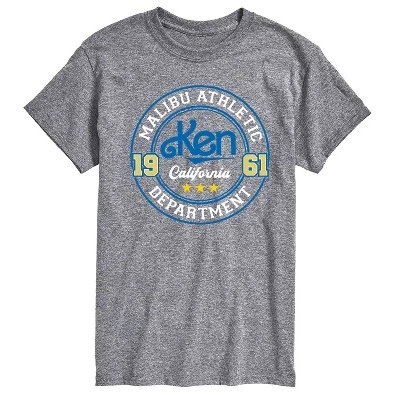 Мужская футболка Ken California Malibu Athletic Department 1961 с коротким рукавом и графическим рисунком athletic heather