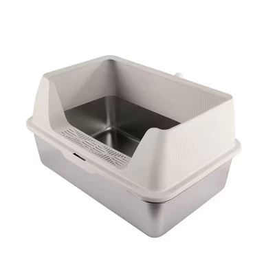 Контейнер для кошачьего туалета Allforpaws Go Fresh MeowLoo из нержавеющей стали, 23,6 x 15,7 x 11,8 дюйма, с песком