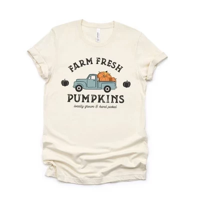 Женская футболка с коротким рукавом и рисунком Farm Fresh Pumpkins Truck кремового цвета