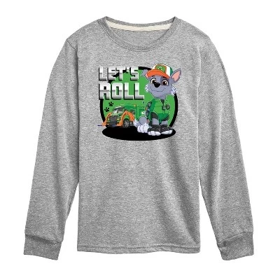 Футболка с длинным рукавом Athletic Heather для мальчиков - Paw Patrol - Let's Roll Rocky с графическим рисунком