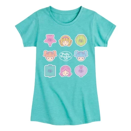 Футболка для девочек Polly Pocket Grid, бирюзовая
