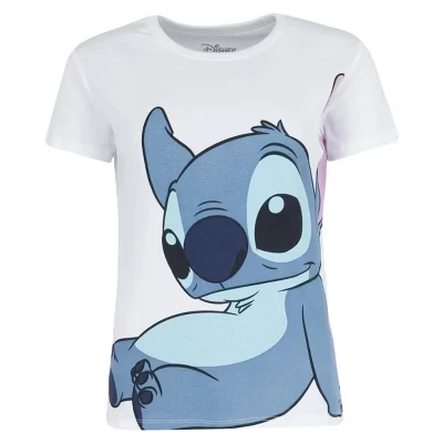 Женская детская футболка Disney Stitch с коротким рукавом белого цвета