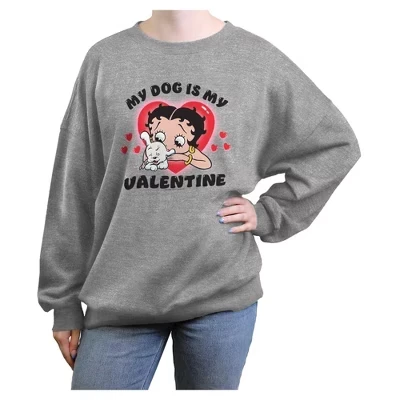 Женская толстовка Betty Boop Pudgy Valentine, серая