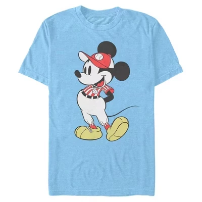 Мужская бейсбольная сезонная футболка Mickey & Friends светло-голубого цвета