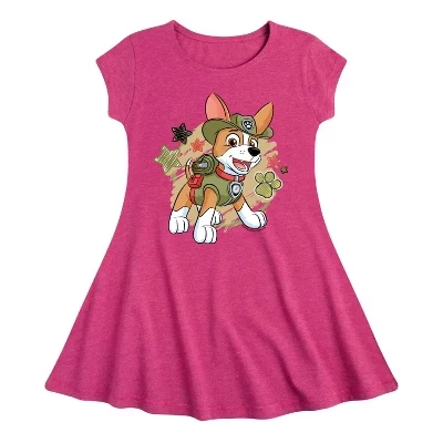 Костюм для девочек - Щенячий патруль - Трекер Paw Patrol Fit & Flair с коротким рукавом и графическим принтом цвета Хизер фуксия