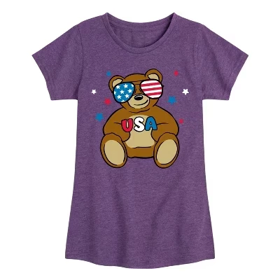 Красно-бело-синие солнцезащитные очки Teddy Bear USA, приталенная футболка с коротким рукавом и рисунком