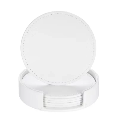 Набор подставок Unique Bargains из PU-кожи, 6 шт, белые
