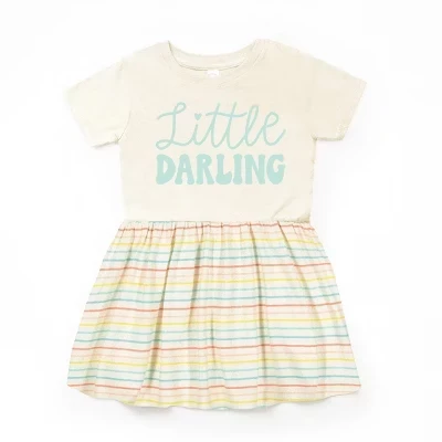 Детское платье Little Darling Cursive в натуральную полоску