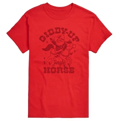 Мужская футболка с коротким рукавом Giddy Up Jingle Horse с графическим рисунком, красная