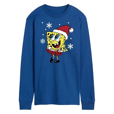 Мужской лонгслив SpongeBob Dear Santa, синий