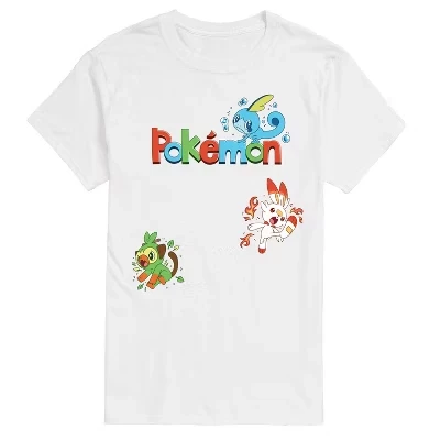 Мужская футболка с коротким рукавом и рисунком Pokémon - Sas Starters, белая