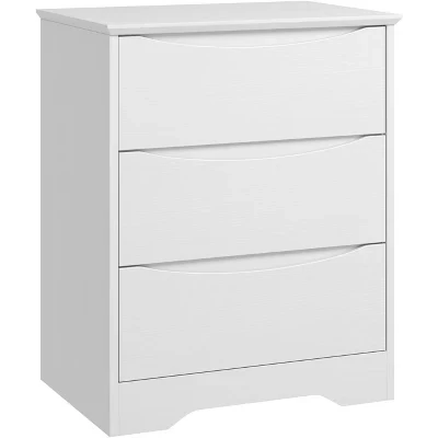 Wooden Dresser with 3 Drawers, Tall Modern Closet with Deep Storage, Wide Top Chest of Drawers for Bedroom Living Room white