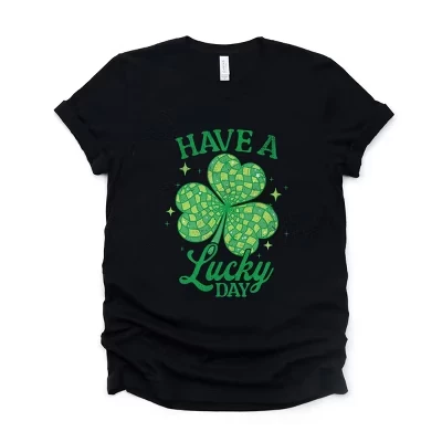 Have A Lucky Day Disco Distressed - женская футболка с коротким рукавом и рисунком черного цвета