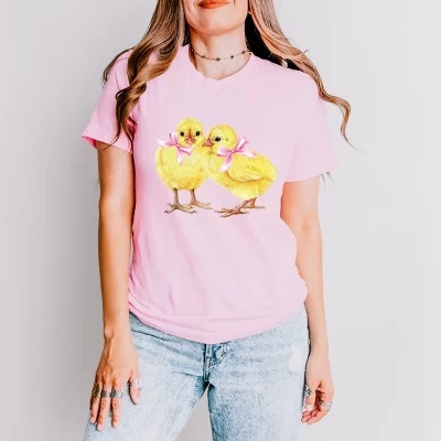 Футболка с коротким рукавом Coquette Yellow Chickens розового цвета