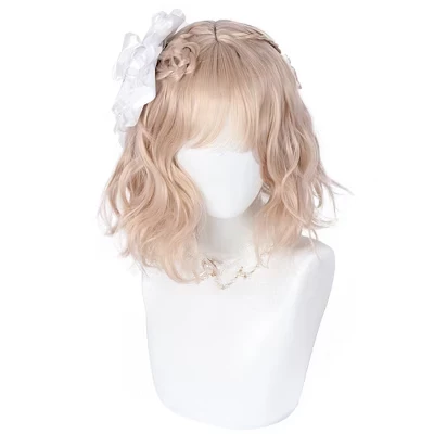 Женский кудрявый парик Unique Bargains 14″ с шапочкой, бежевый