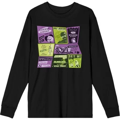 Мужской лонгслив Beetlejuice «Коллаж валентинок», черный