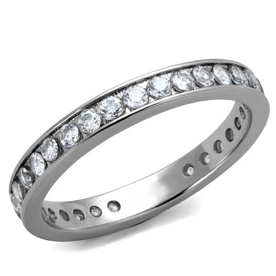 Женское кольцо SlickBlue Classic Eternity, CZ, нерж. сталь, серебристое