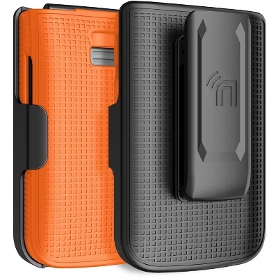 Комбинация для телефона TCL Flip 3 - Жесткий чехол и кобура с зажимом для ремня оранжевого цвета