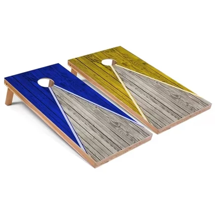 Набор досок Royal и Yellow Pyramid Cornhole Board | Включает в себя (2) доски, (8) сумки и дополнительные аксессуары со светодиодной подсветкой