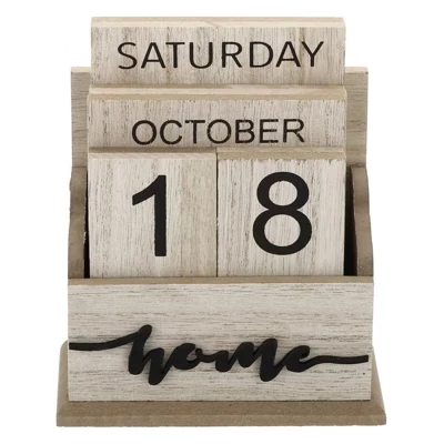 Desktop Decoration Turn Page Flip Vintage Perpetual Calendar brown