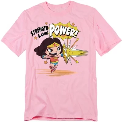 Men's Dc Super Friends Strength Love Power T-Shirt pink