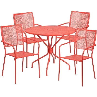 Набор Flash Furniture Oia: стол и 4 стула, коралловый