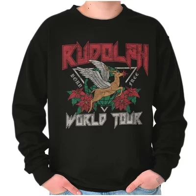 Рождественская толстовка Rudolph Xmas World Tour для мужчин или женщин черного цвета