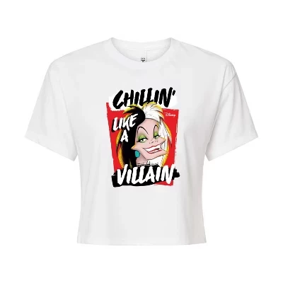 Женская укороченная футболка Disney Villains Cruella, белая