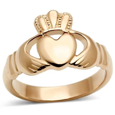 Женское кольцо Claddagh из нержавеющей стали с сердечком и короной в виде стрелок, полированное серебро, Ирландский символ, размер 5-10, розовое золото