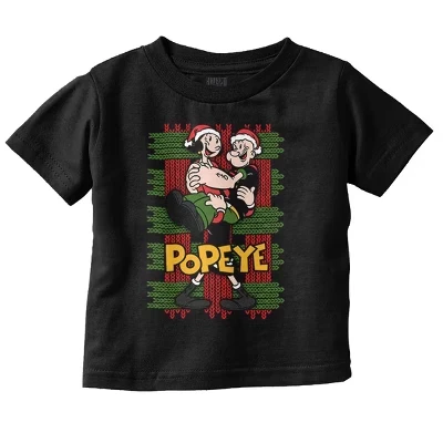 Детская футболка Brisco Brands Popeye новогодняя, черная