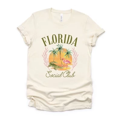Кремовая футболка с коротким рукавом Florida Social Club Flamingo