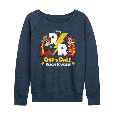 Женская рубашка Chip 'N Dale Rescue Rangers - Легкая французская махровая рубашка с широким вырезом и длинным рукавом с графическим рисунком heather indigo