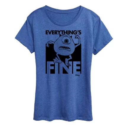 Женская футболка Disney Everythings Fine, синий меланж