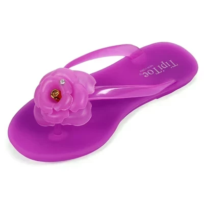 Женские цветочные желейные стринги Flip Flop Slide Летние сандалии фиолетового цвета