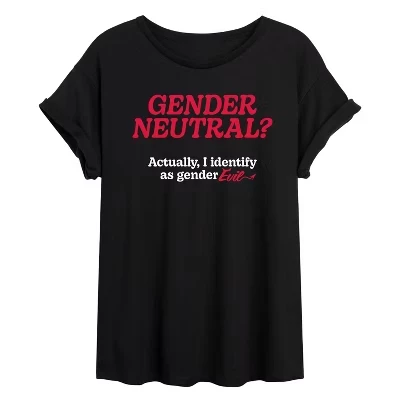 Женская футболка с нейтральным в гендерном отношении рисунком Gender Evil Оверсайз, черная